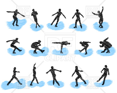 400x320 Set Of Figure Skating Grunge Silhouettes Royalty Free Vector Clip