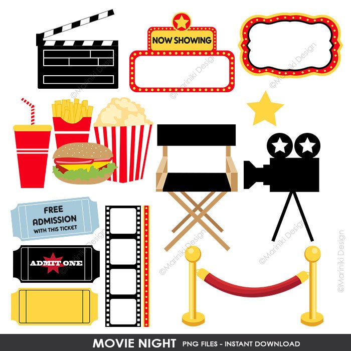 700x700 Movie Night Clipart, Cinema Clip Art, Film Theatre Award Graphics