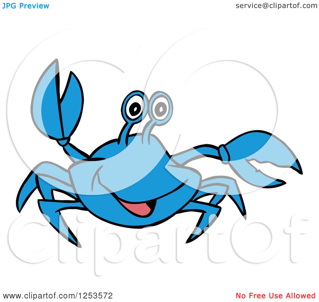 1080x1024 Clipart Of A Waving Blue Crab