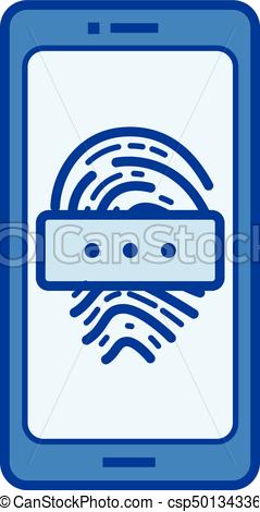 239x470 Fingerprint Password Line Icon. Fingerprint Password Vector