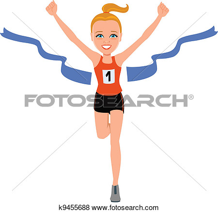 450x438 Girl Crossing Finish Line Clipart