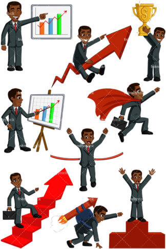 324x486 Black Business Man At Finish Line Vector Cartoon Clipart
