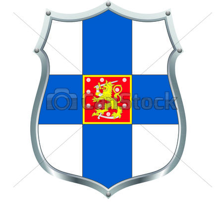 450x422 Finland Flag On A Shield. Vector Image Of The Finnish Flag