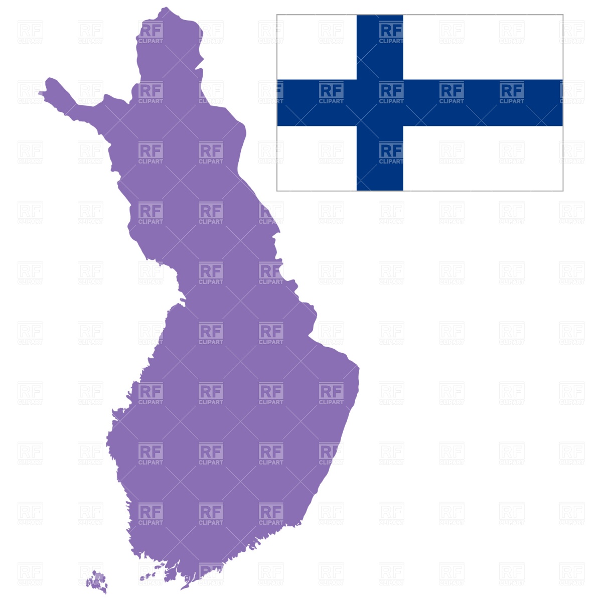 1200x1200 Finland Map Outline And Flag Royalty Free Vector Clip Art Image