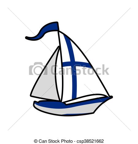 450x470 Sailboat Icon. Finland Design. Vector Graphic. Finland Clip Art