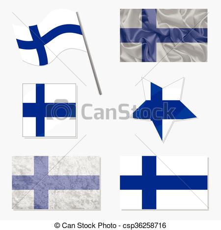 450x470 Set With Flags Of Finland. Flags Of Finland Made In Vector Clip