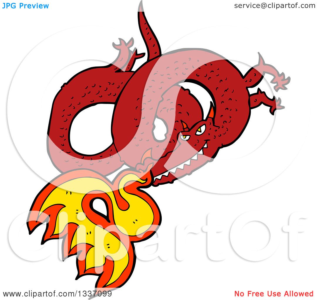 1080x1024 Clipart Of A Cartoon Red Fire Breathing Chinese Dragon