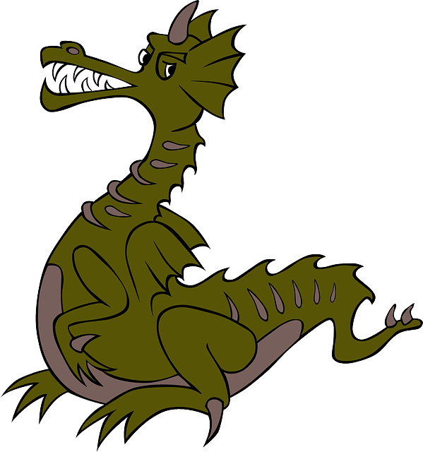 599x640 Dragon, Green, Outline, Fire, Character, Cartoon