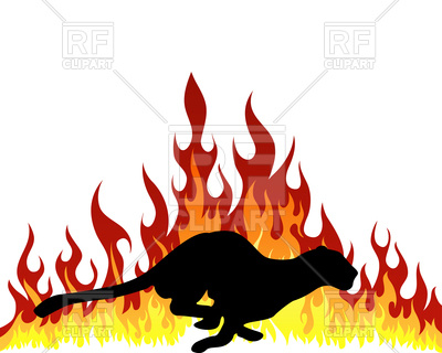 400x320 Puma Silhouette With Flame Tongues Royalty Free Vector Clip Art