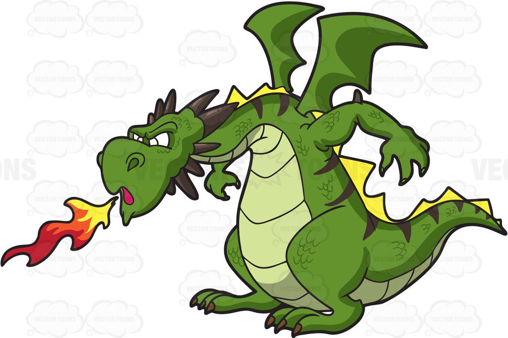 1024x682 Dragon Clipart A Fierce Dragon Spitting Out Fire Cartoon Clipart