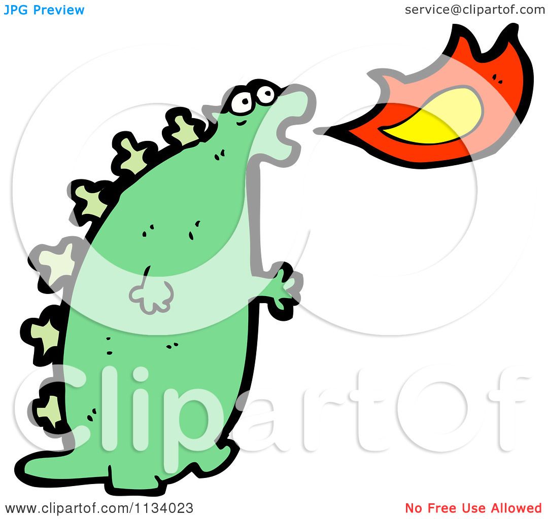 1080x1024 Cartoon Of A Green Fire Breathing Dragon