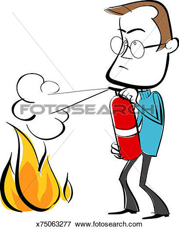 368x470 Clipart Of Man Using Fire Extinguisher