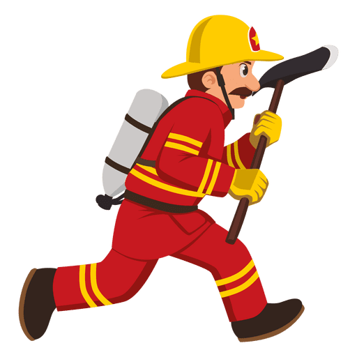 512x512 Firefighter Running With Axe
