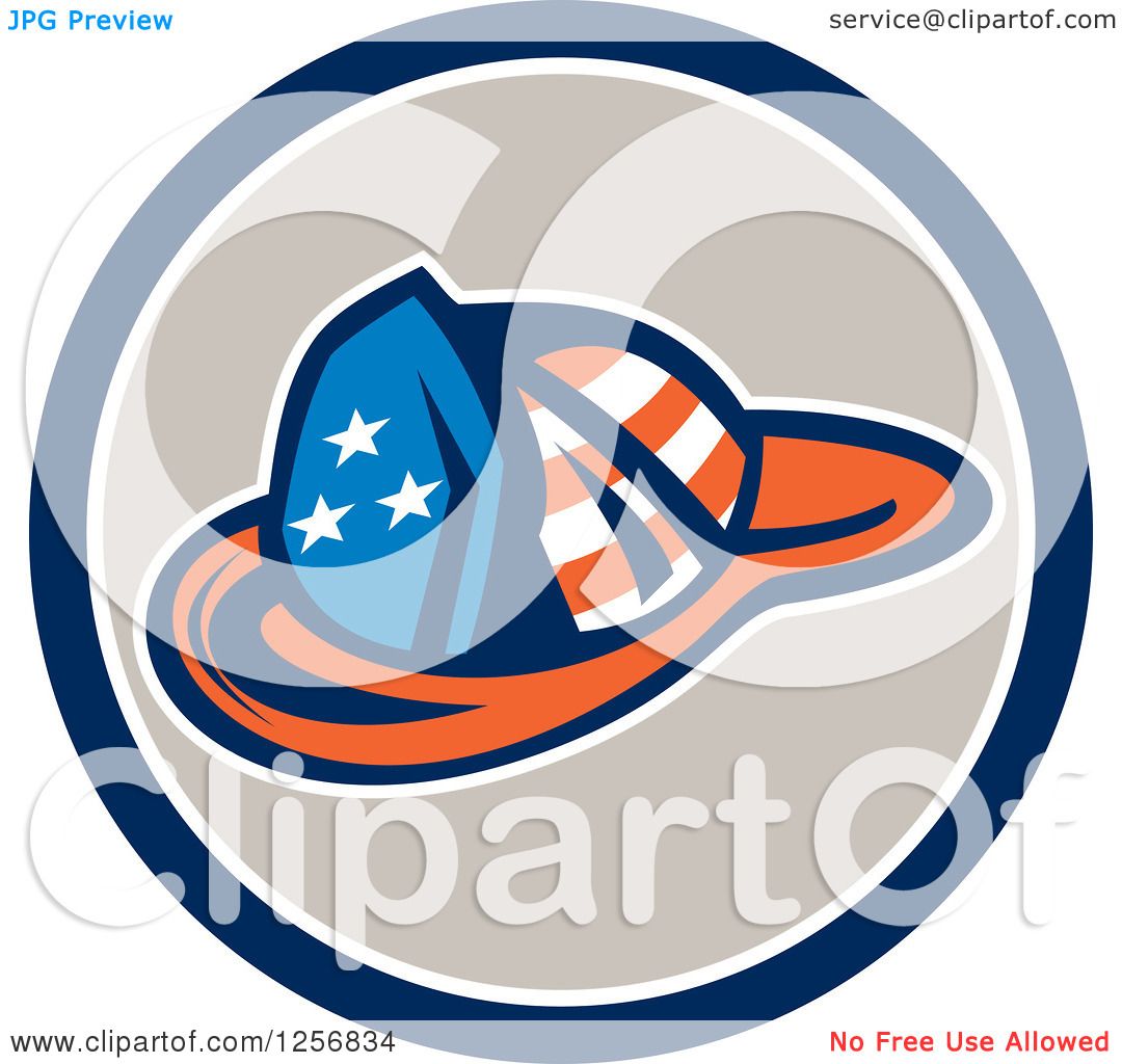 1080x1024 Clipart Of A Retro American Flag Patterned Fireman Hat In A Blue