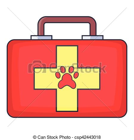 450x470 Red Pet First Aid Kit Icon, Cartoon Style. Red Pet First Aid