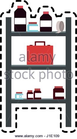 262x470 Shelf With First Aid Kit Icon Image Stock Vector Art