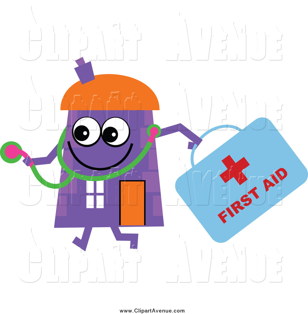 1024x1044 Avenue Clipart Of A Purple House Character Doctor With A First Aid