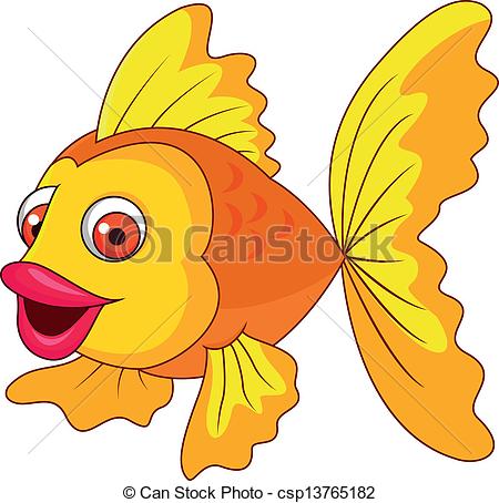 450x454 Vector Illustration Of Cute Golden Fish Cartoon Vector