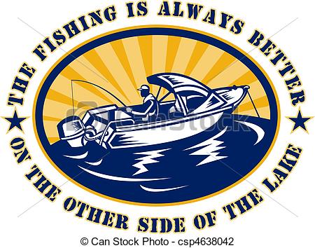 450x354 Illustration Of A Fisherman On Fishing Boat Rod And Reel Clip