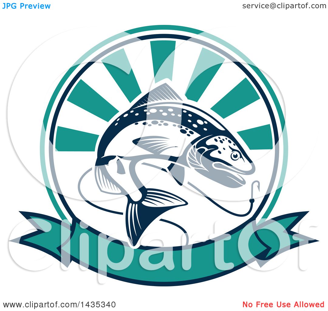1080x1024 Clipart Of Trout Fish Jumping For Hook In Ray Circle Over