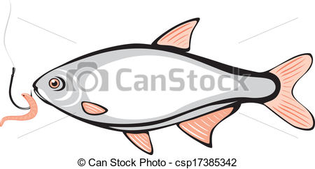 450x242 Fish And Fishing Hook With A Worm. Vector Illustration Eps Vector