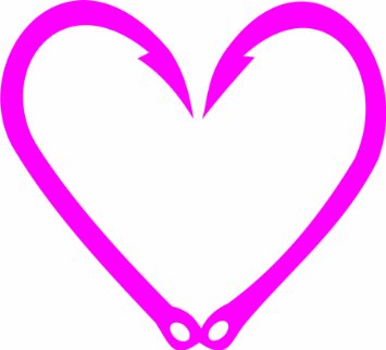 355x322 Heart Fish Hook Clipart