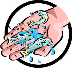 300x283 Minnows And A Fish Hook In A Person's Hand