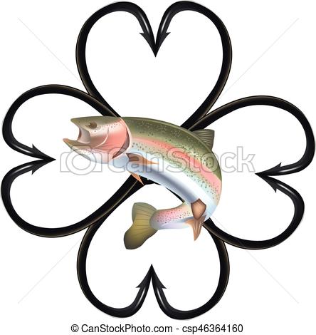 444x470 Trout Fishing Hooks. Fishing Hooks In The Shape Of Clover Clip