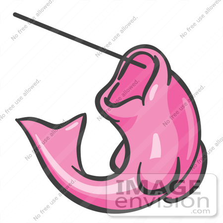 450x450 Clip Art Graphic Of A Pink Fish On A Hook
