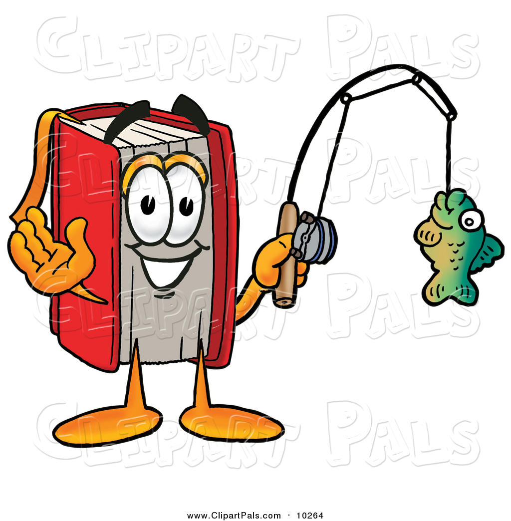1024x1044 Pal Clipart Of A Red Book Mascot Holding A Fish On A Fishing Pole