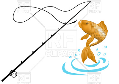 400x283 Fishing Rod And Fish Royalty Free Vector Clip Art Image