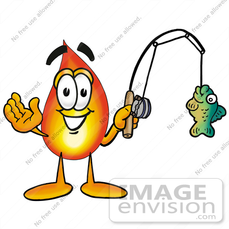 450x450 Cliprt Graphic Of Fire Cartoon Character Holding Fish On