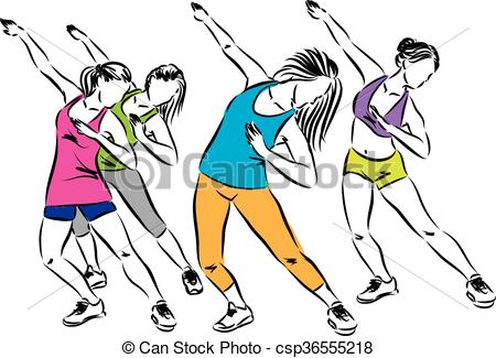 450x325 Fitness Group Dance Illustration Vector Clip Art