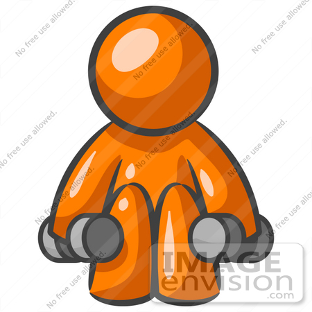 450x450 Clip Art Graphic Of An Orange Man Character Doing Squats