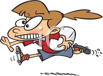 350x258 Cartoon Of A Girl Running With A Football