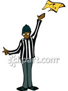 225x300 A Football Referee Throwing A Yellow Flag Royalty Free Clipart Picture