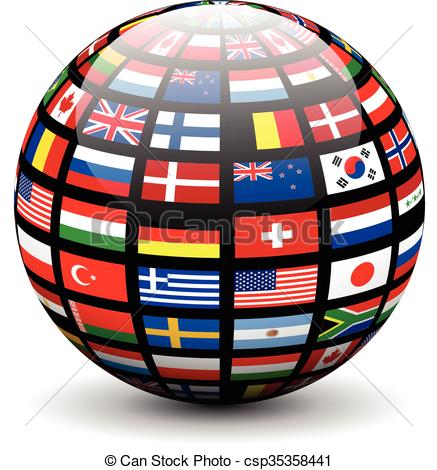 437x470 Flags Of The World On A Globe. Eps Vector