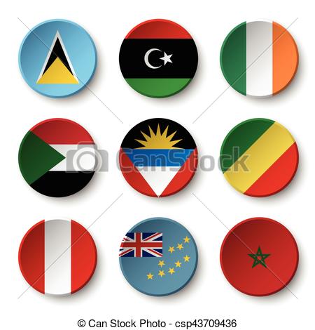 450x470 Set Of World Flags Round Badges ( Saint Lucia Libya Vectors