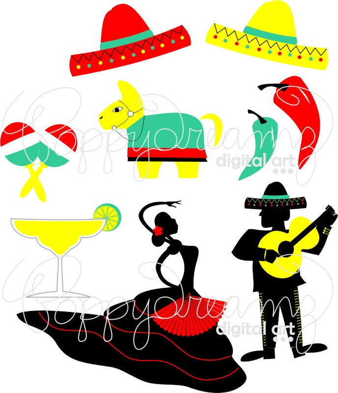 688x799 Fiesta Cinco De Mayo Digital Clip Art Pack (300 Dpi) Flamenco