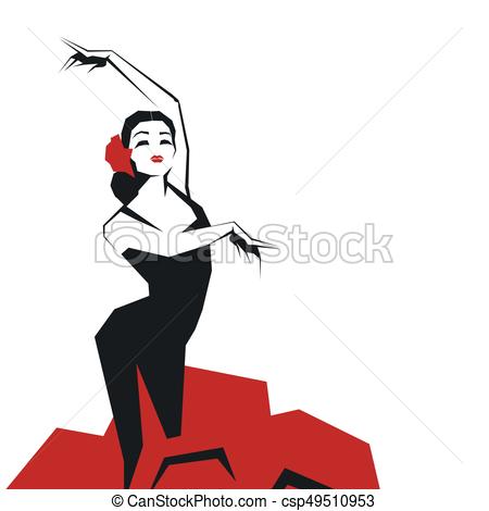 450x470 Flamenco Dancer In Expressive Impressive Pose. Minimalistic