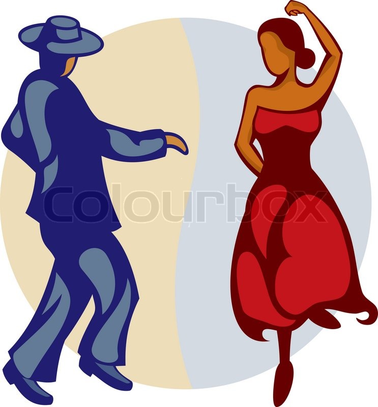 743x800 Illustration Of A Couple Of Flamenco Dancers Stock Vector