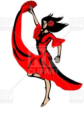 283x400 Young Woman Dancing Flamenco Royalty Free Vector Clip Art Image