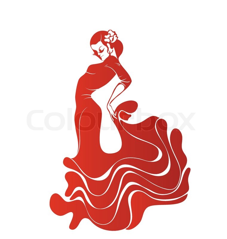 760x800 Stilized Silhouette Of Spanish Flamenco Dancer Women Stock