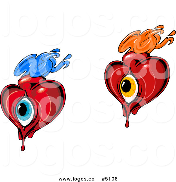 600x620 Royalty Free Vector Of Flaming Hearts And Eyes Logos By Vector