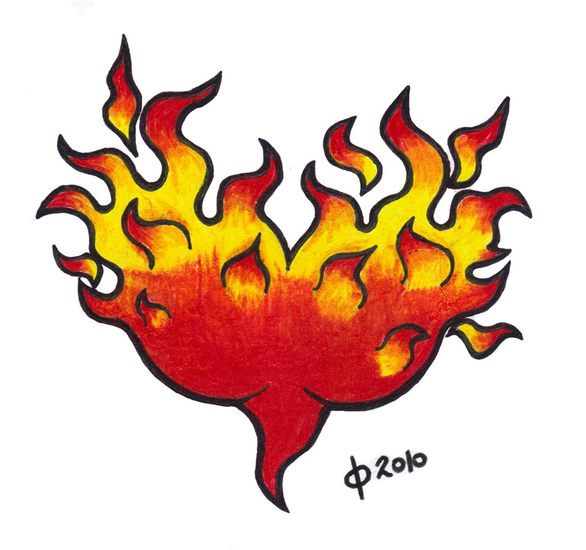 1152x1080 Drawings Of Hearts With Flames Heart On Fire Drawing Free