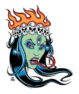 254x300 Kali Flaming Skull Crown Hotrod Kulture Stickervinyl Decal Art By