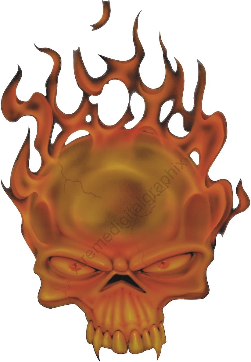 823x1188 Skull In Flames Vehicle Hood Decal Xtreme Digital Graphix