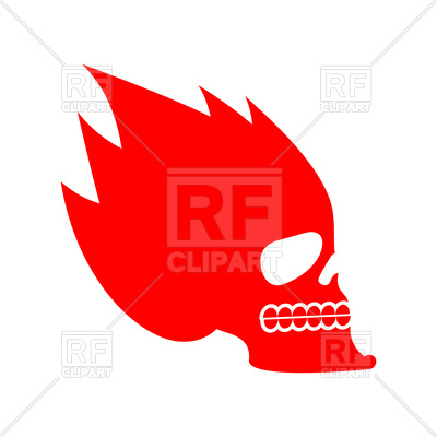 400x400 Skull Fire. Head Skeleton Flame. Royalty Free Vector Clip Art