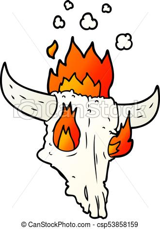 330x470 Spooky Flaming Animals Skull Cartoon Clipart Vector