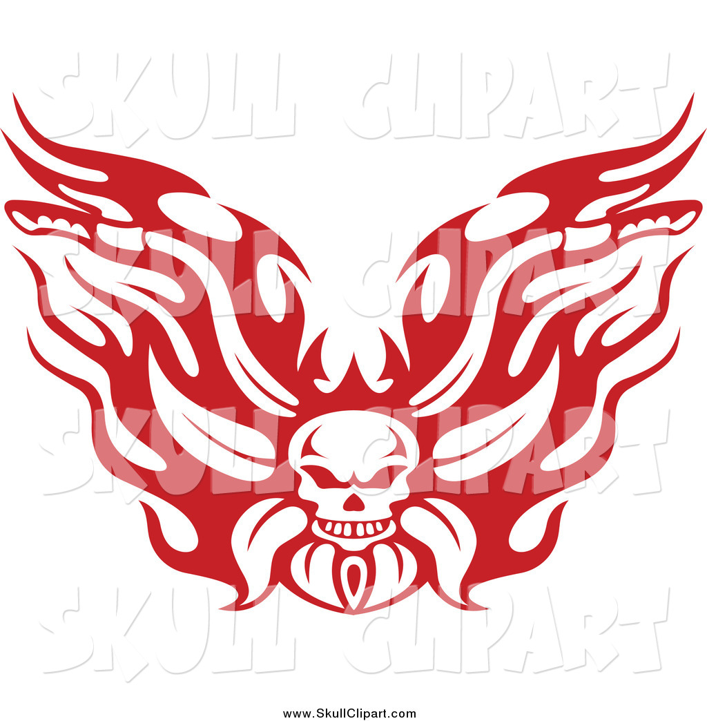 1024x1044 Vector Clip Art Of A Red Flaming Skull Motorcycle Biker Handlebars